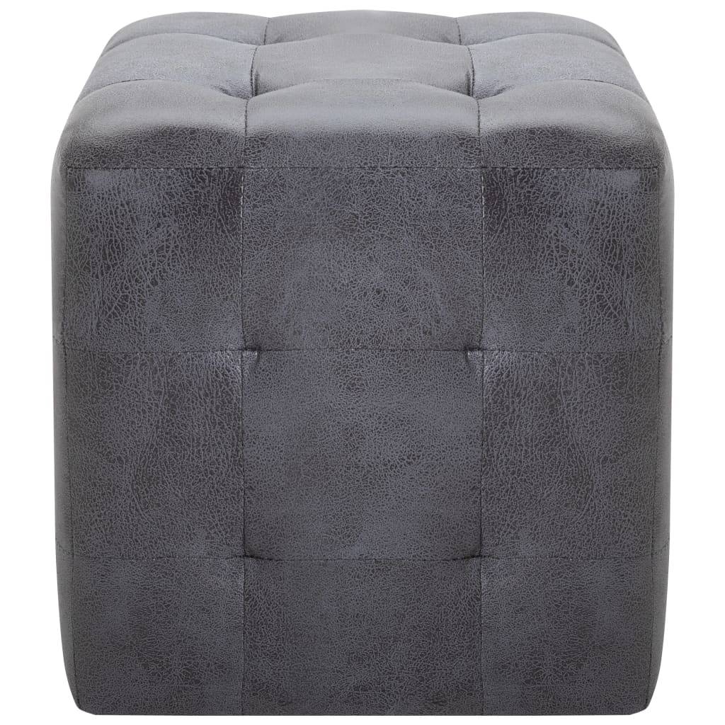 vidaXL Pouf 2 Stk. Grau 30x30x30 cm Wildleder-Optik