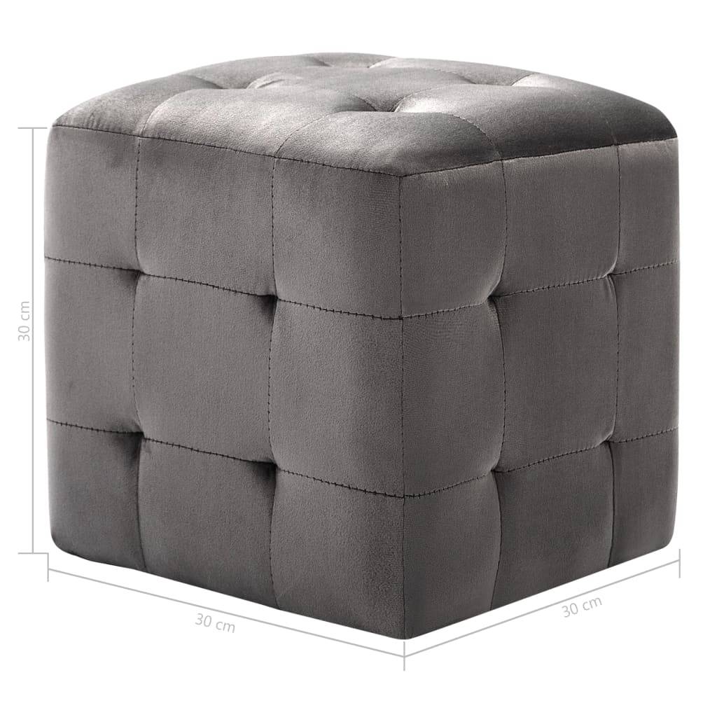 vidaXL Pouf 2 Stk. Grau 30x30x30 cm Samtstoff