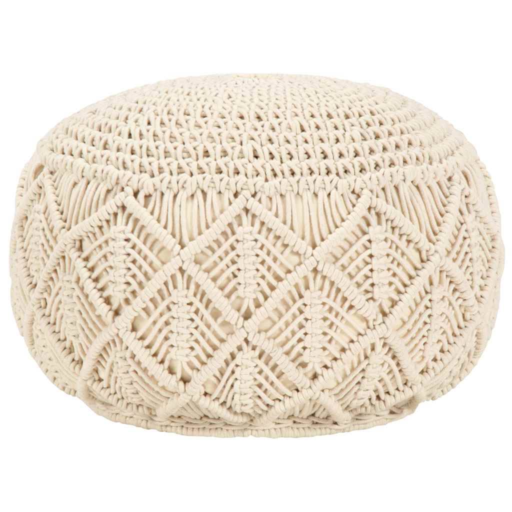 vidaXL Makramee Sitzpuff Handgefertigt 45 x 30 cm Baumwolle