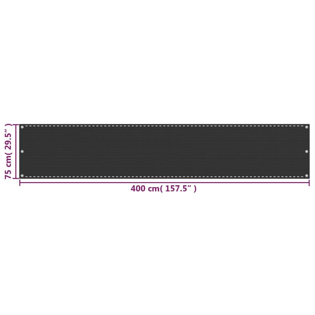 vidaXL Balkonsichtschutz HDPE 75x400 cm Anthrazit
