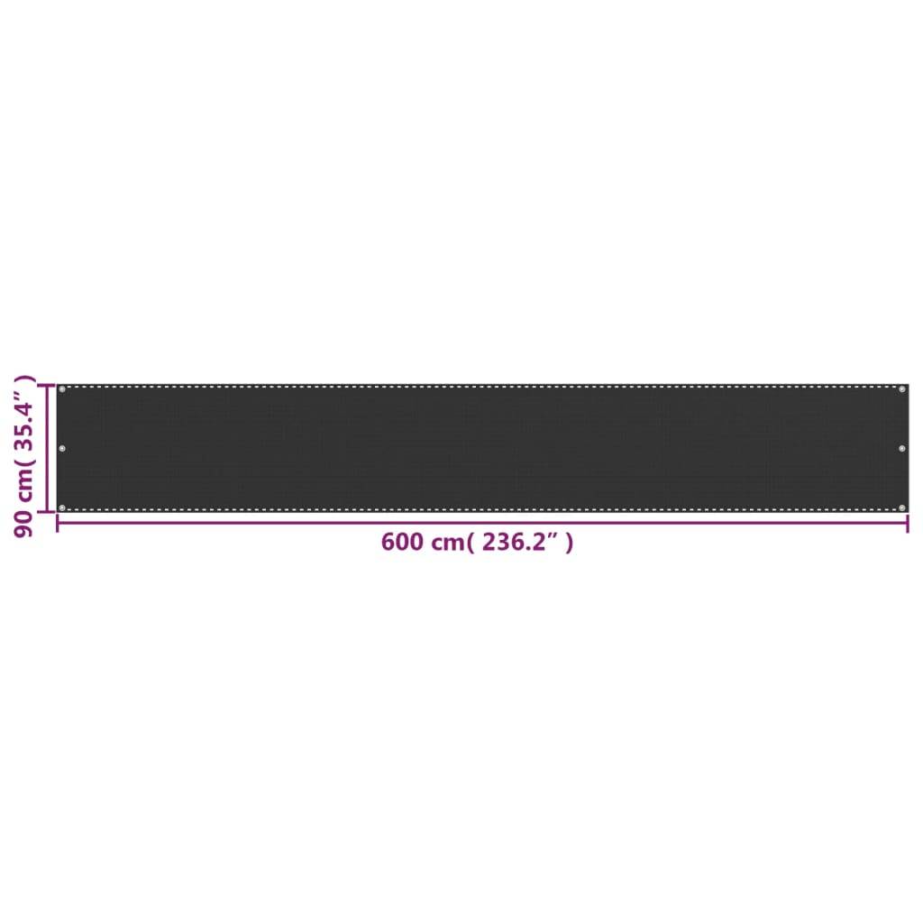 vidaXL Balkonsichtschutz HDPE 90x600 cm Anthrazit