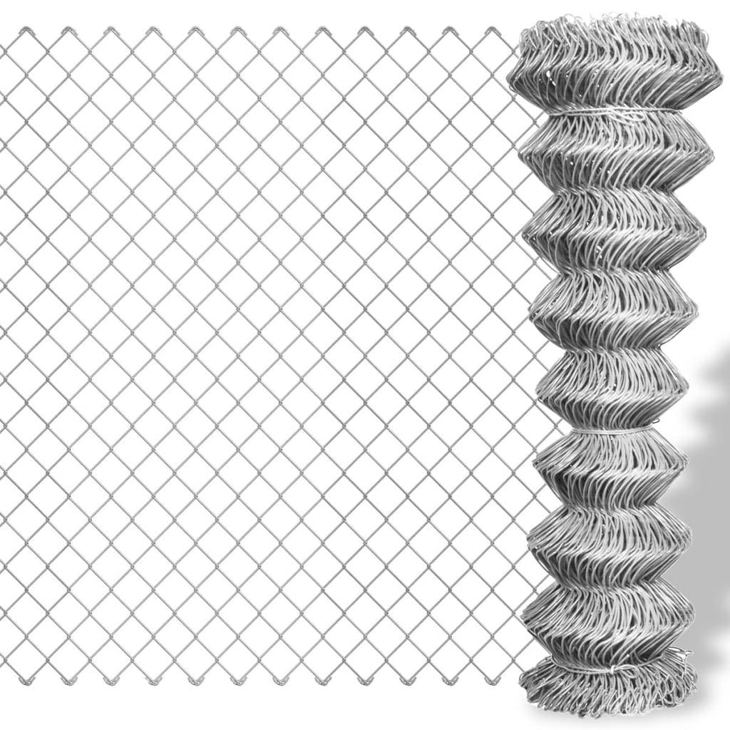 vidaXL Maschendrahtzaun Verzinkter Stahl 15x1,25 m Silbern