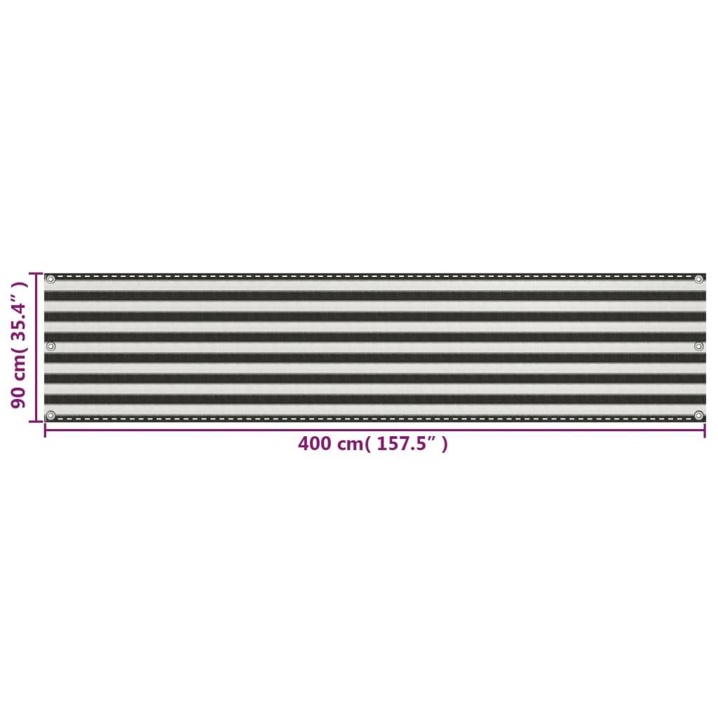 vidaXL Balkonsichtschutz HDPE 90x400 cm anthrazit und weiß