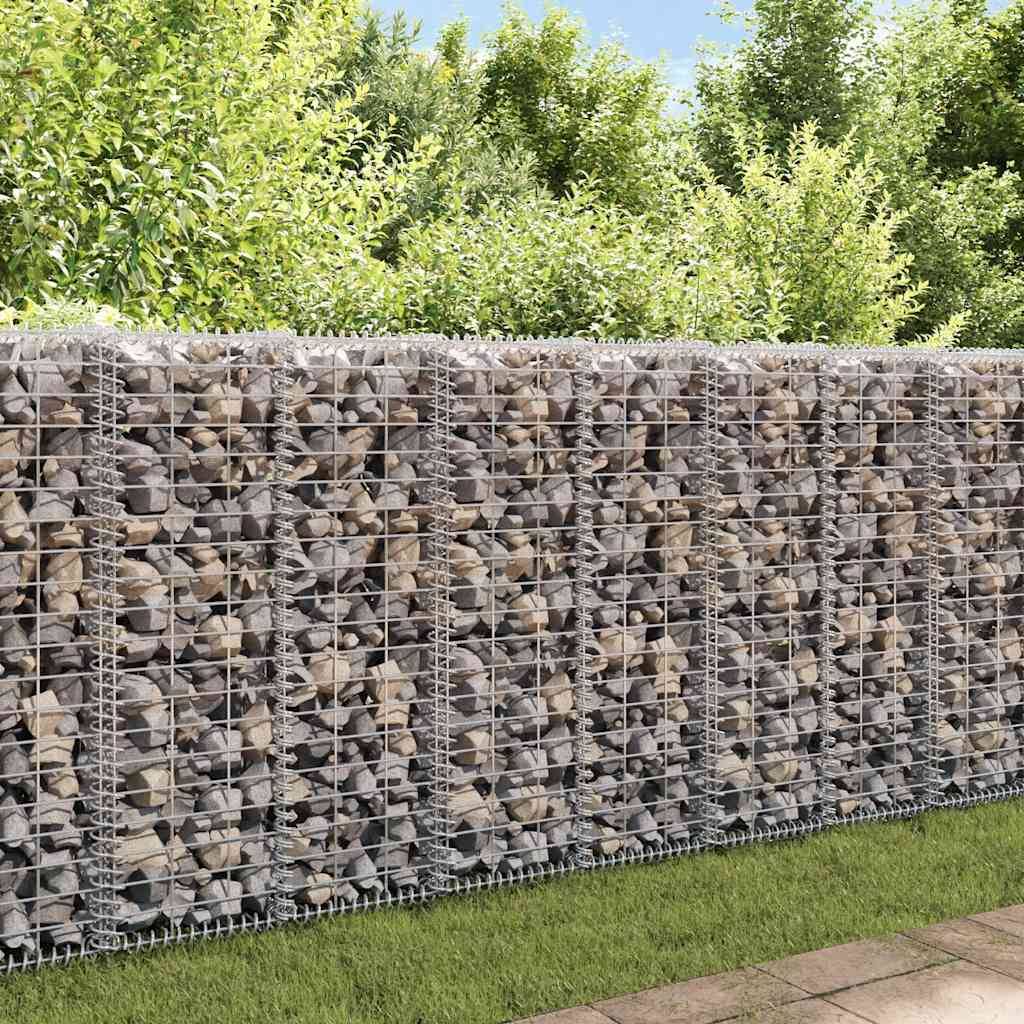 vidaXL Gabionenwand mit Abdeckung Verzinkter Stahl 20×20×100 cm