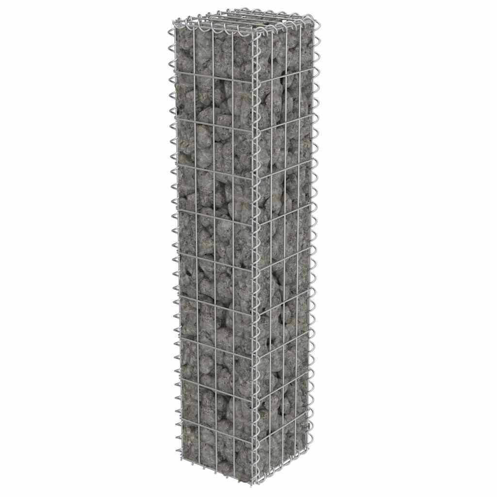 vidaXL Gabionenwand mit Abdeckung Verzinkter Stahl 20×20×100 cm