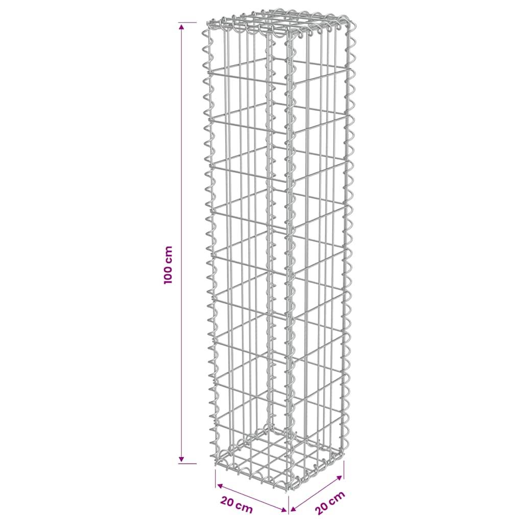 vidaXL Gabionenwand mit Abdeckung Verzinkter Stahl 20×20×100 cm