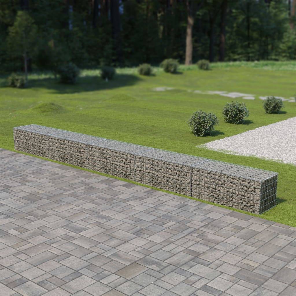 vidaXL Gabionenwand mit Abdeckung Verzinkter Stahl 600×50×50 cm