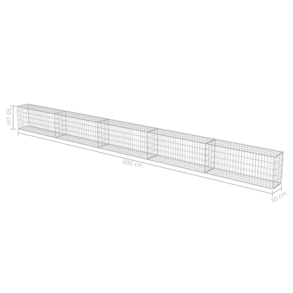 vidaXL Gabionenwand mit Abdeckung Verzinkter Stahl 600×30×50 cm