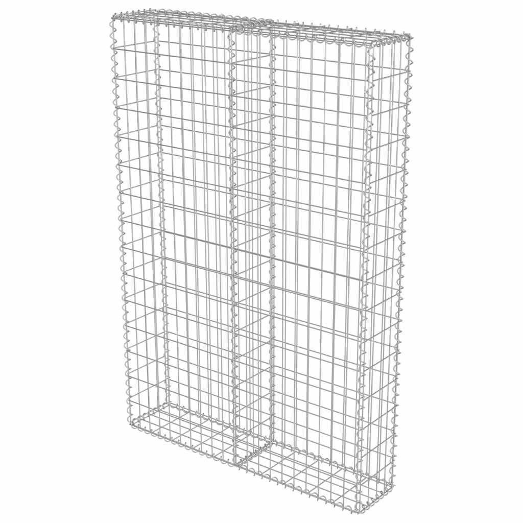 vidaXL Gabionenwand mit Abdeckung Verzinkter Stahl 100×20×150 cm