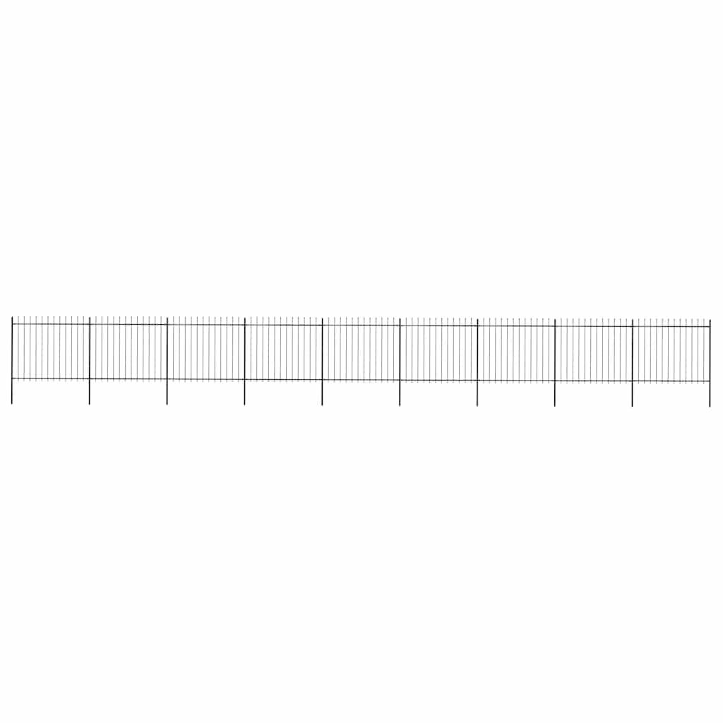 vidaXL Gartenzaun mit Speerspitzen Stahl 15,3 x 1,5 m Schwarz