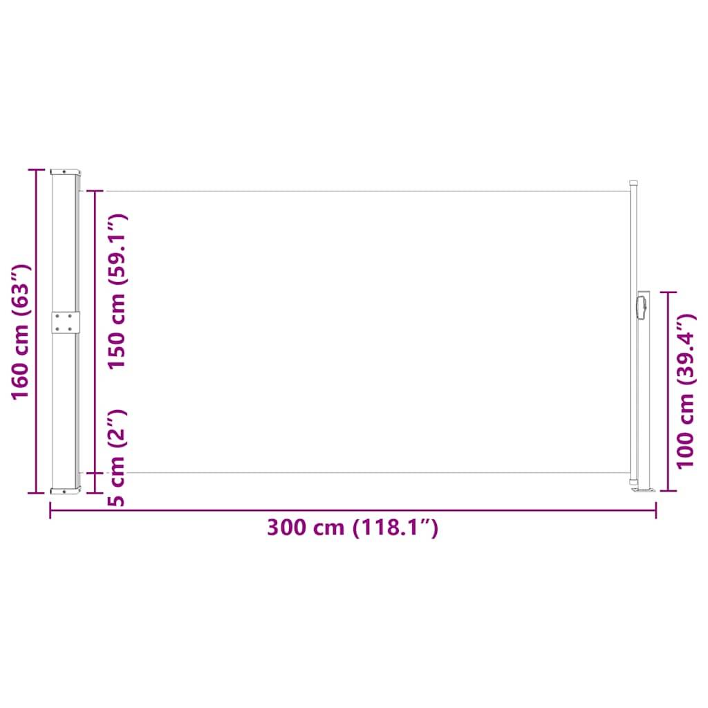 vidaXL Ausziehbare Seitenmarkise 160x300 cm Braun