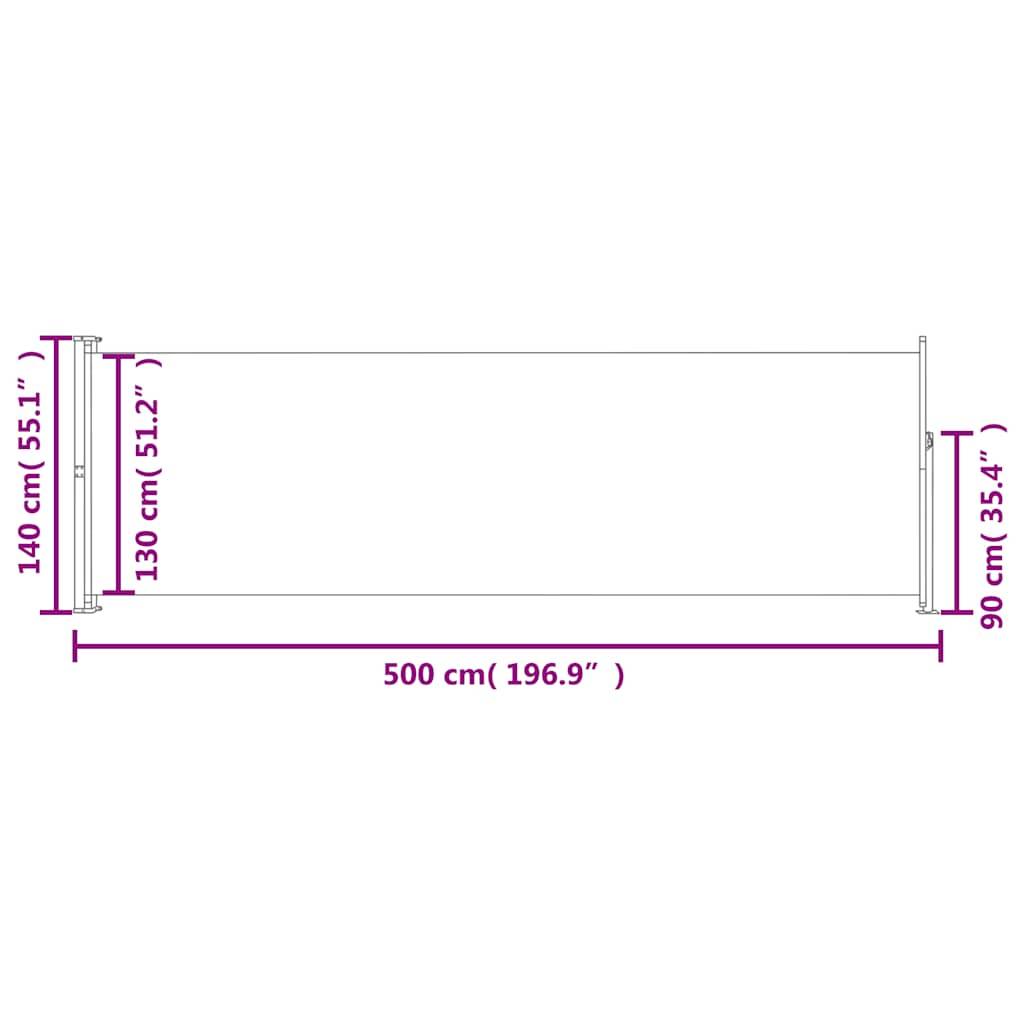 vidaXL Ausziehbare Seitenmarkise 140×500 cm Grau