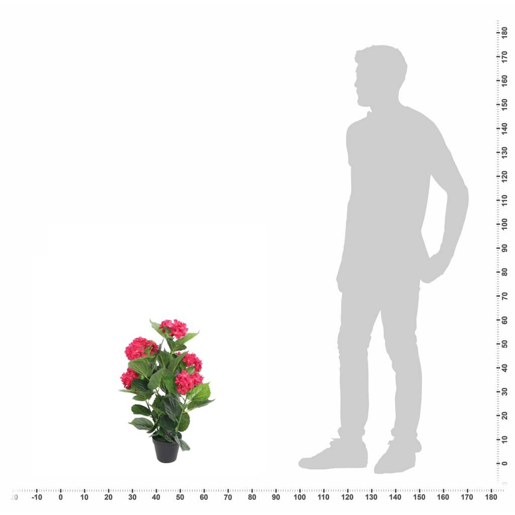 vidaXL Künstliche Hortensie mit Topf 60 cm Rot