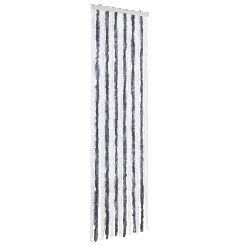 vidaXL Insektenschutz-Vorhang Grau und Weiß 56x185 cm Chenille