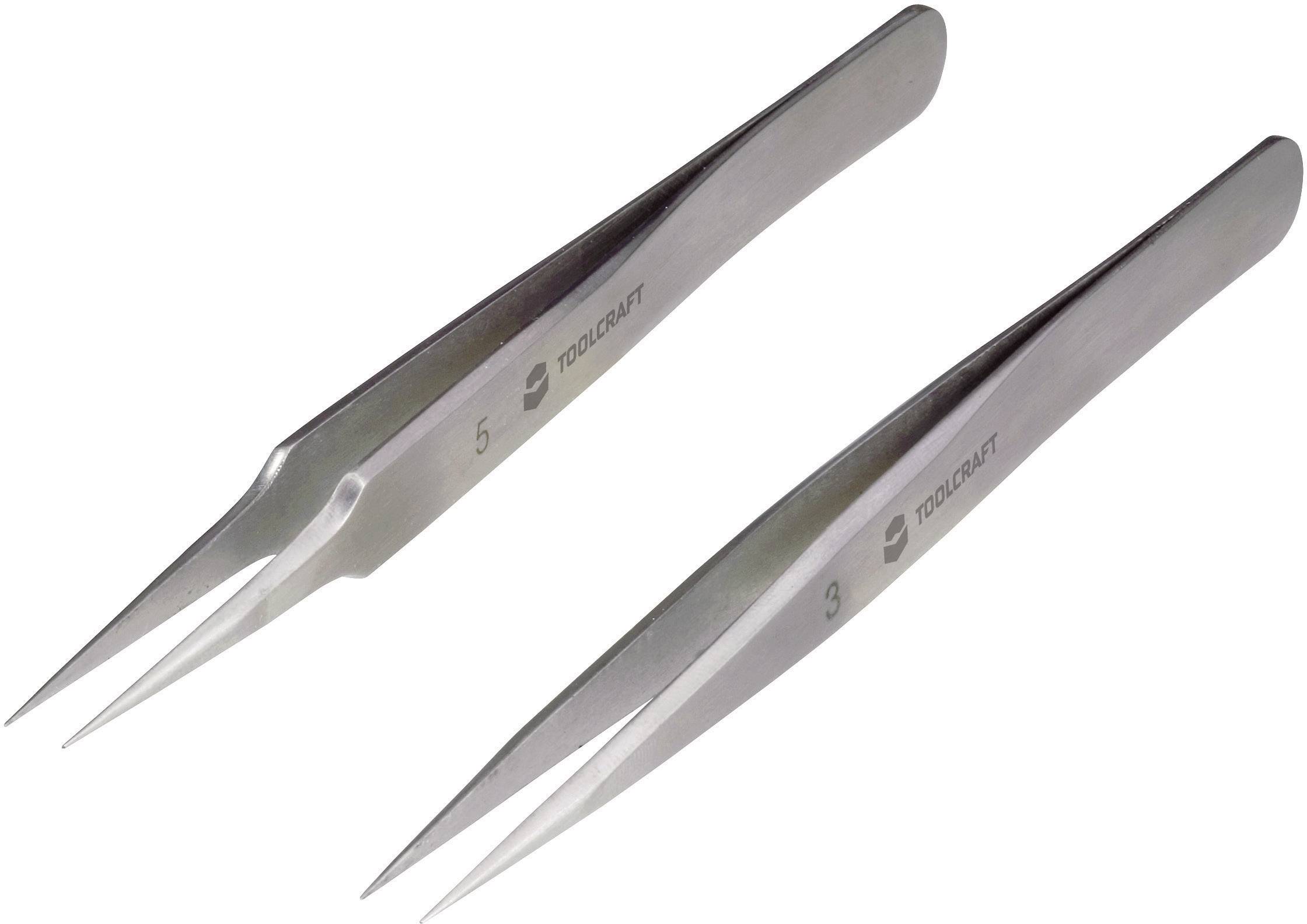 TOOLCRAFT 815064 Pinzetten-Set 2teilig Spitz, Super-spitz 120mm