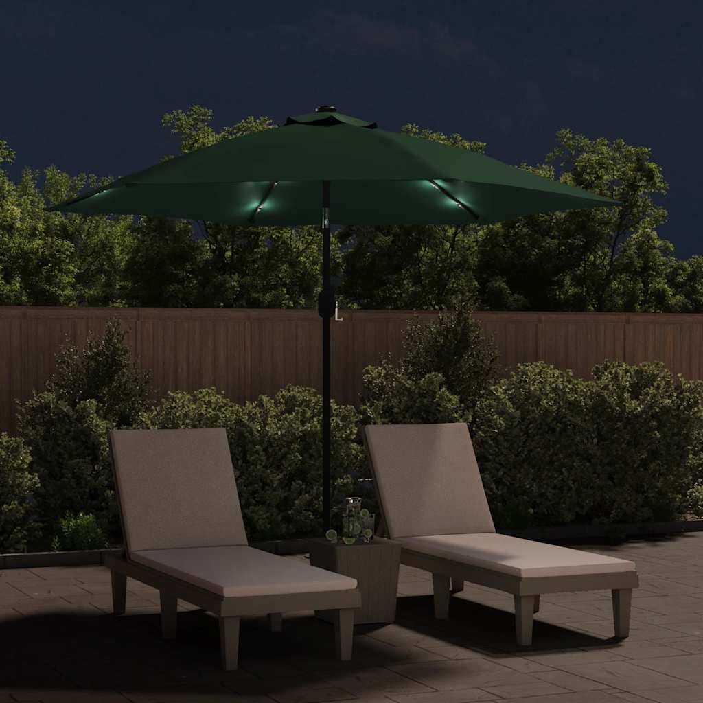 vidaXL LED Cantilever Schirm 3 m Grün