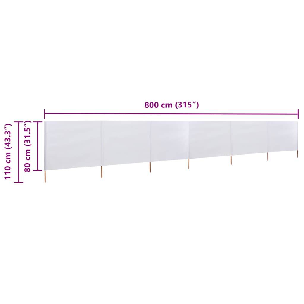 vidaXL 6-teiliges Windschutzgewebe 800 x 80 cm Weiß