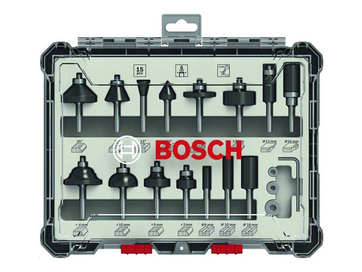 Fräser-Set, 1/4 Zoll-Schaft, 15-teilig Bosch Accessories 2607017473
