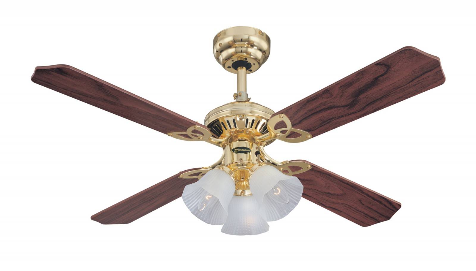 Westinghouse Princess Trio Deckenventilator 55 W (Ø x H) 105 cm x 43 cm Messing (poliert) mit Beleuchtung, Wendbare Flügel