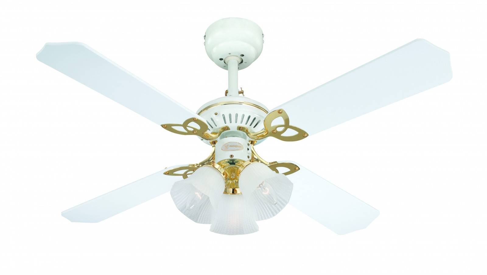 Westinghouse Princess Trio Deckenventilator 55 W (Ø x H) 105 cm x 43 cm Weiß mit Beleuchtung, Wendbare Flügel
