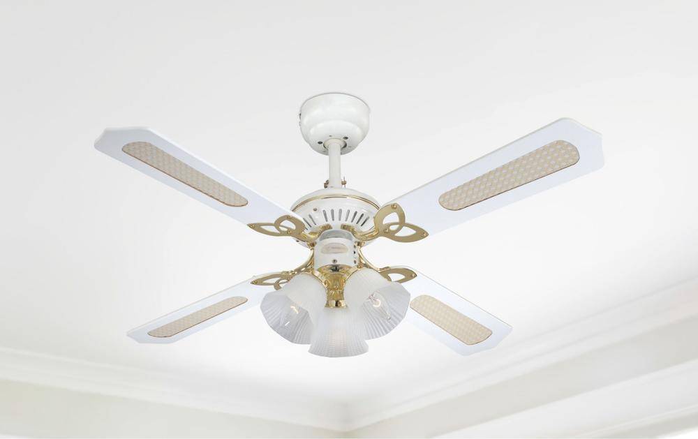 Westinghouse Princess Trio Deckenventilator 55 W (Ø x H) 105 cm x 43 cm Weiß mit Beleuchtung, Wendbare Flügel