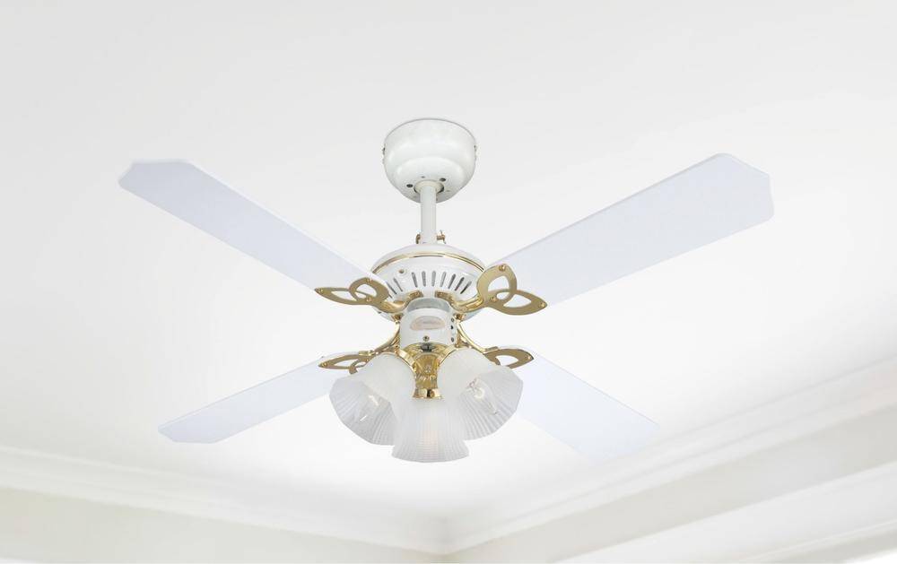 Westinghouse Princess Trio Deckenventilator 55 W (Ø x H) 105 cm x 43 cm Weiß mit Beleuchtung, Wendbare Flügel