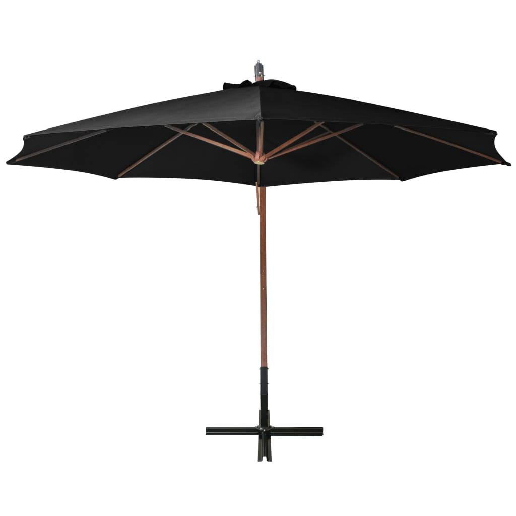 vidaXL Ampelschirm mit Mast Schwarz 3,5x2,9 m Massivholz Tanne