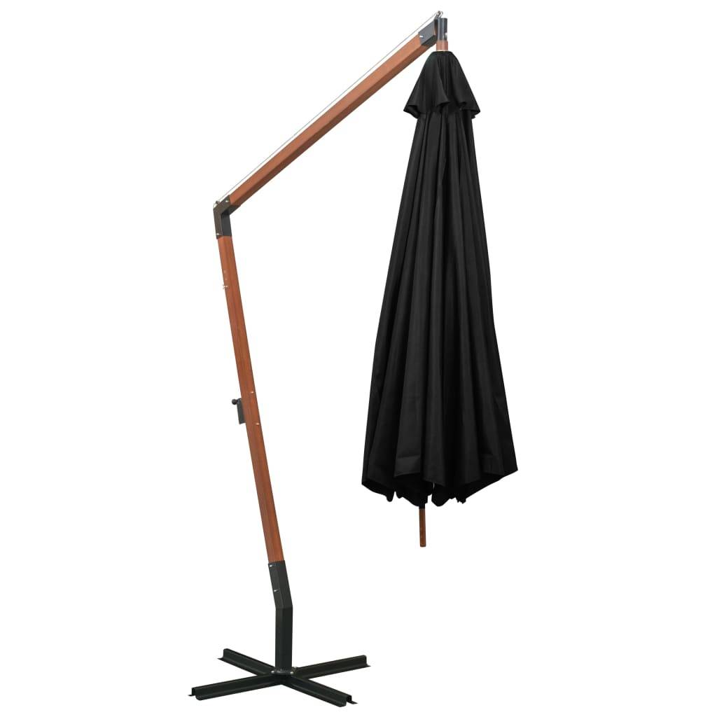 vidaXL Ampelschirm mit Mast Schwarz 3,5x2,9 m Massivholz Tanne