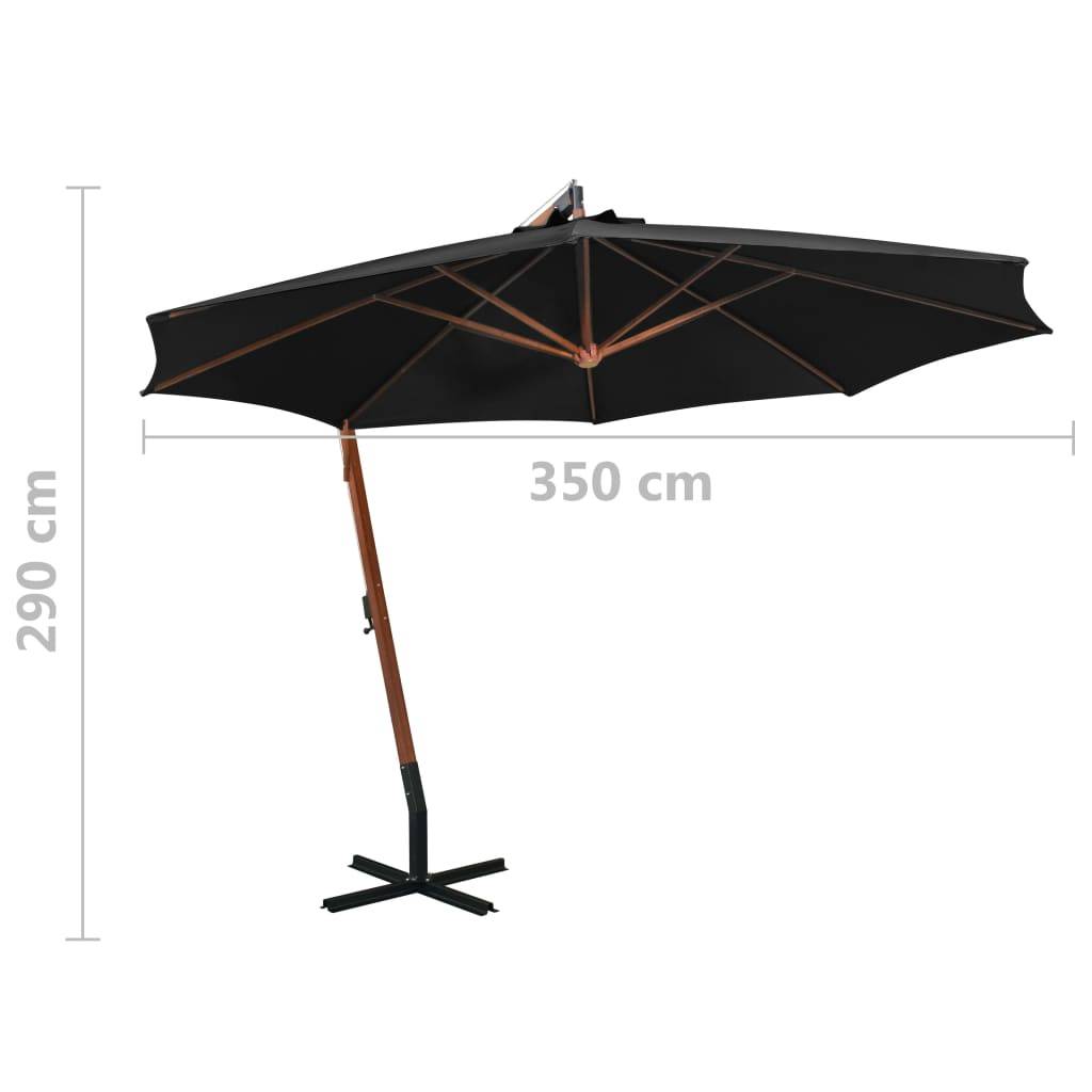vidaXL Ampelschirm mit Mast Schwarz 3,5x2,9 m Massivholz Tanne