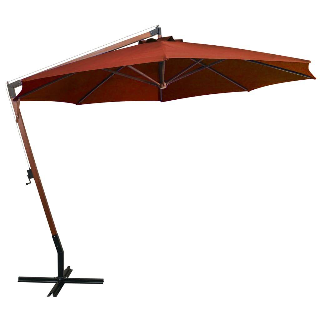vidaXL Ampelschirm mit Mast Terracotta-Rot 3,5x2,9 m Massivholz Tanne