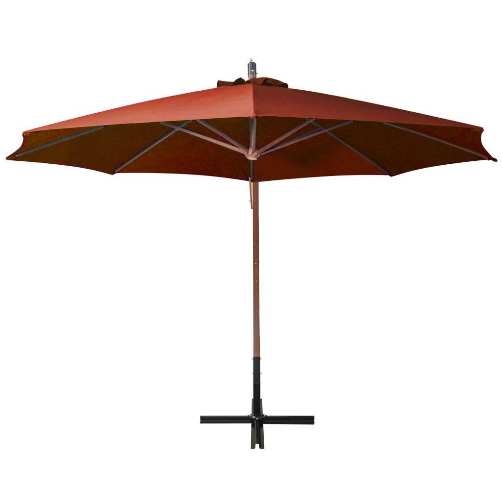 vidaXL Ampelschirm mit Mast Terracotta-Rot 3,5x2,9 m Massivholz Tanne