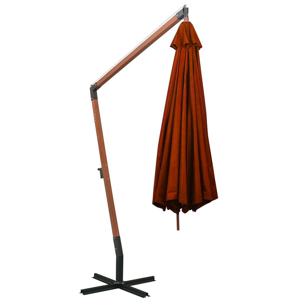 vidaXL Ampelschirm mit Mast Terracotta-Rot 3,5x2,9 m Massivholz Tanne