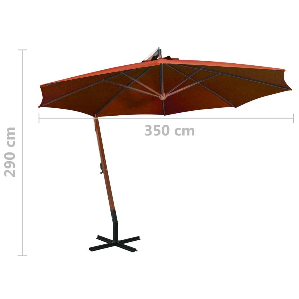 vidaXL Ampelschirm mit Mast Terracotta-Rot 3,5x2,9 m Massivholz Tanne