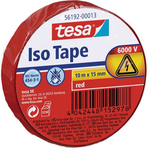tesa 56192-00013-22 Isolierband Rot (L x B) 10 m x 15 mm 1 St.