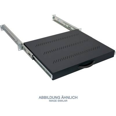 TRITON 48,30cm (19'') Fachboden, ausziehbar, 1 HE, T=450 mm, schwarz zum Einbau in die 48,30cm (19'') Ebenen der