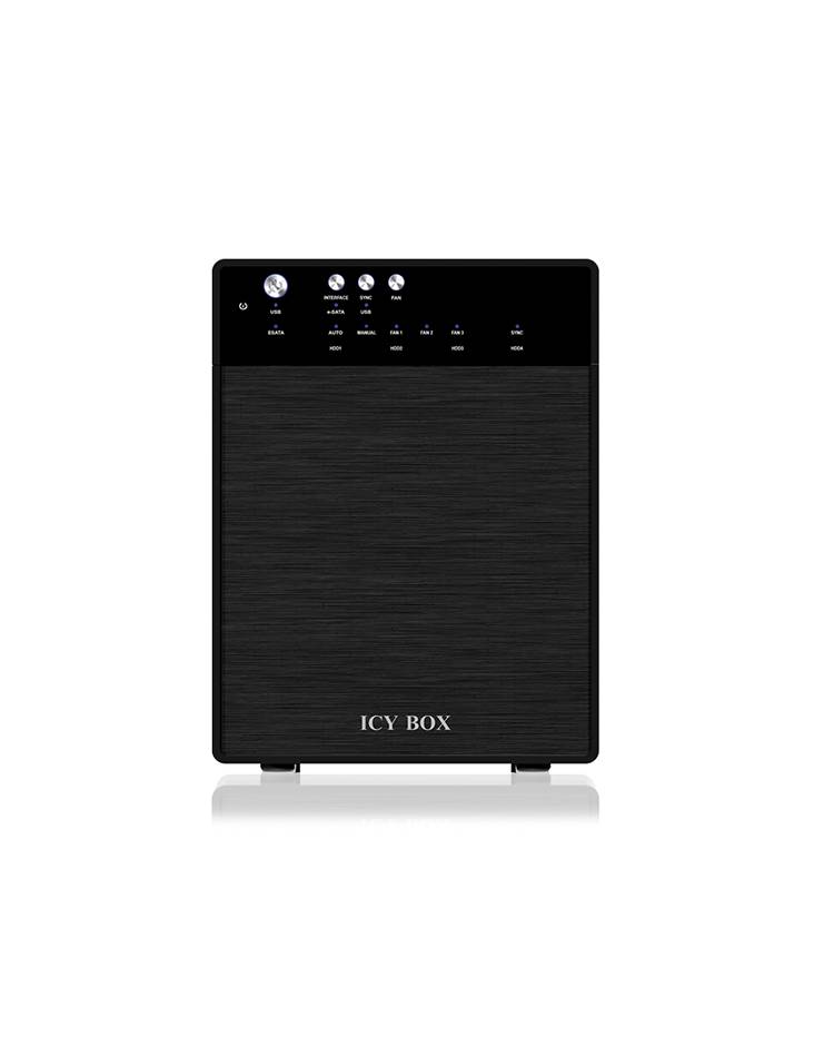 IB-3640SU3, Externes 4-fach JBOD System für 3,5" SATA I/II/III Festplatten, USB 3.0 + eSATA, schwarz