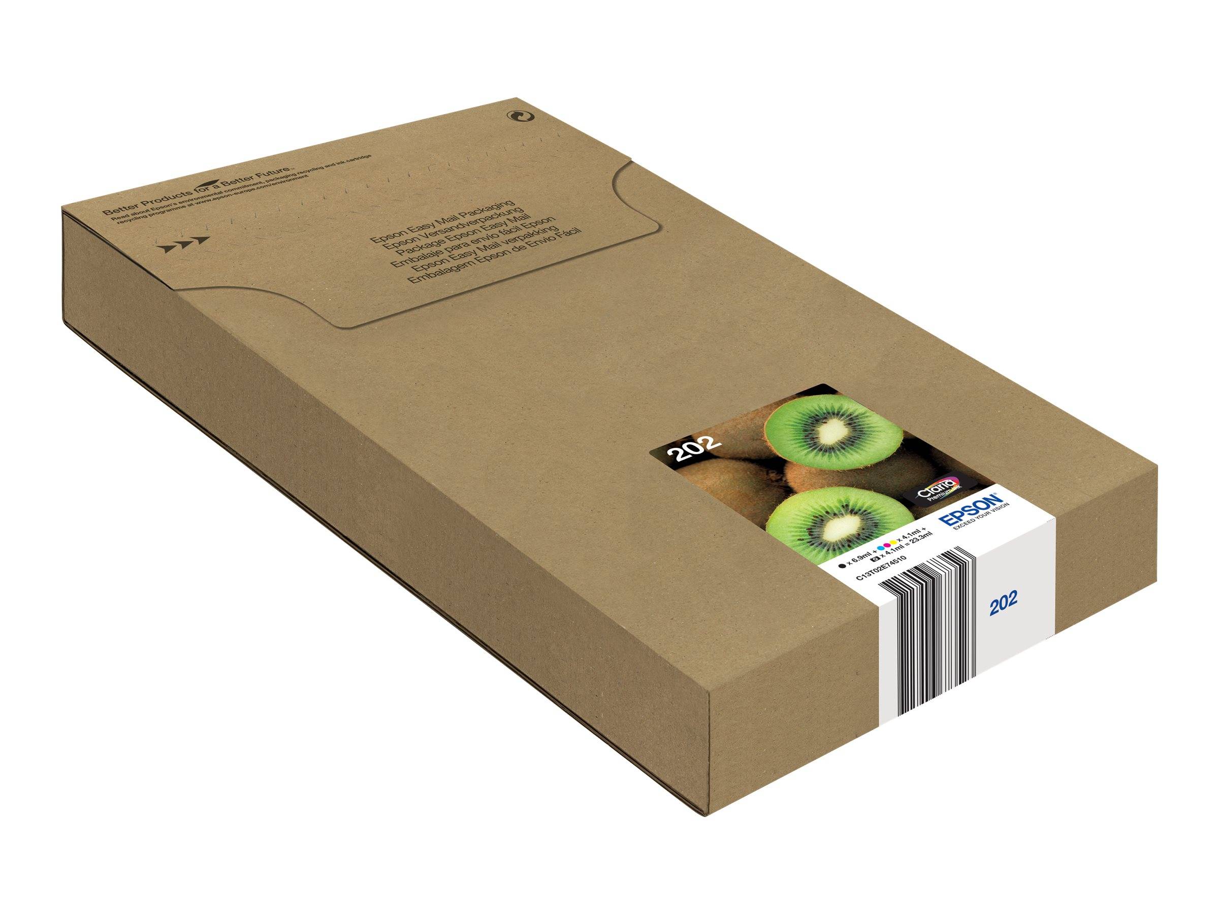 Epson Druckerpatrone T02E7, 202 Easy Mail Packaging Original Kombi-Pack Schwarz, Foto Schwarz, Cyan, Magenta, Gelb C13T02E74510