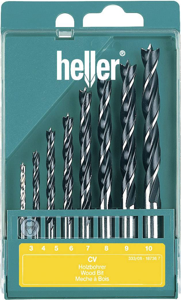 Heller 205241 Holz-Spiralbohrer-Set 8teilig 3 mm, 4 mm, 5 mm, 6 mm, 7 mm, 8 mm, 9 mm, 10 mm Zylinde