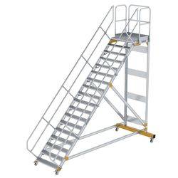 Plattformtreppe 45° fahrbar Stufenbreite 1000 mm 18 Stufen Aluminium geriffelt