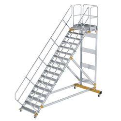 Plattformtreppe 45° fahrbar Stufenbreite 1000 mm 17 Stufen Aluminium geriffelt