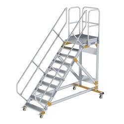 Aluminium-Plattformtreppe fahrbar 45° 10 Stufen<br>300790