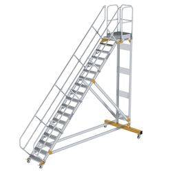 Aluminium-Plattformtreppe fahrbar 45°<br>300778