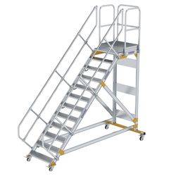 Aluminium-Plattformtreppe fahrbar 45° 12 Stufen<br>300792