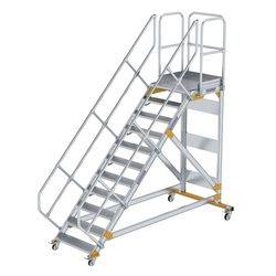 Aluminium-Plattformtreppe fahrbar 45° 11 Stufen<br>300791