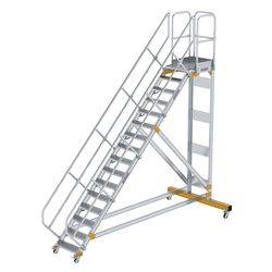 Plattformtreppe 45° fahrbar Stufenbreite 600 mm 16 Stufen Aluminium geriffelt