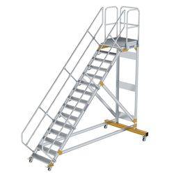 Aluminium-Plattformtreppe fahrbar 45° 15 Stufen<br>300795