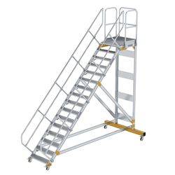 Aluminium-Plattformtreppe fahrbar 45° 16 Stufen<br>300796