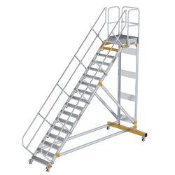 Plattformtreppe 45° fahrbar Stufenbreite 800 mm 17 Stufen Aluminium geriffelt