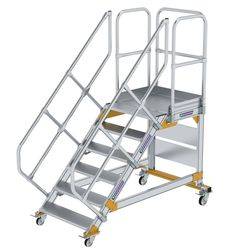 Aluminium-Plattformtreppe fahrbar 45° 6 Stufen<br>300786