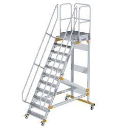 Aluminium-Plattformtreppe fahrbar 60° 11 Stufen<br>300731